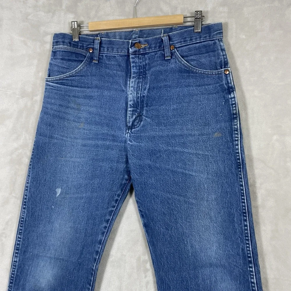 Vintage Wrangler 13MWZ Jeans Mens 34x34 Cowboy Cut Whisker Fade 13mwzpw